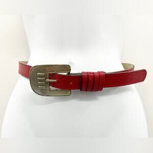 Vintage 1987 80s Gitano Red Belt Silver Buckle Southwestern S M
